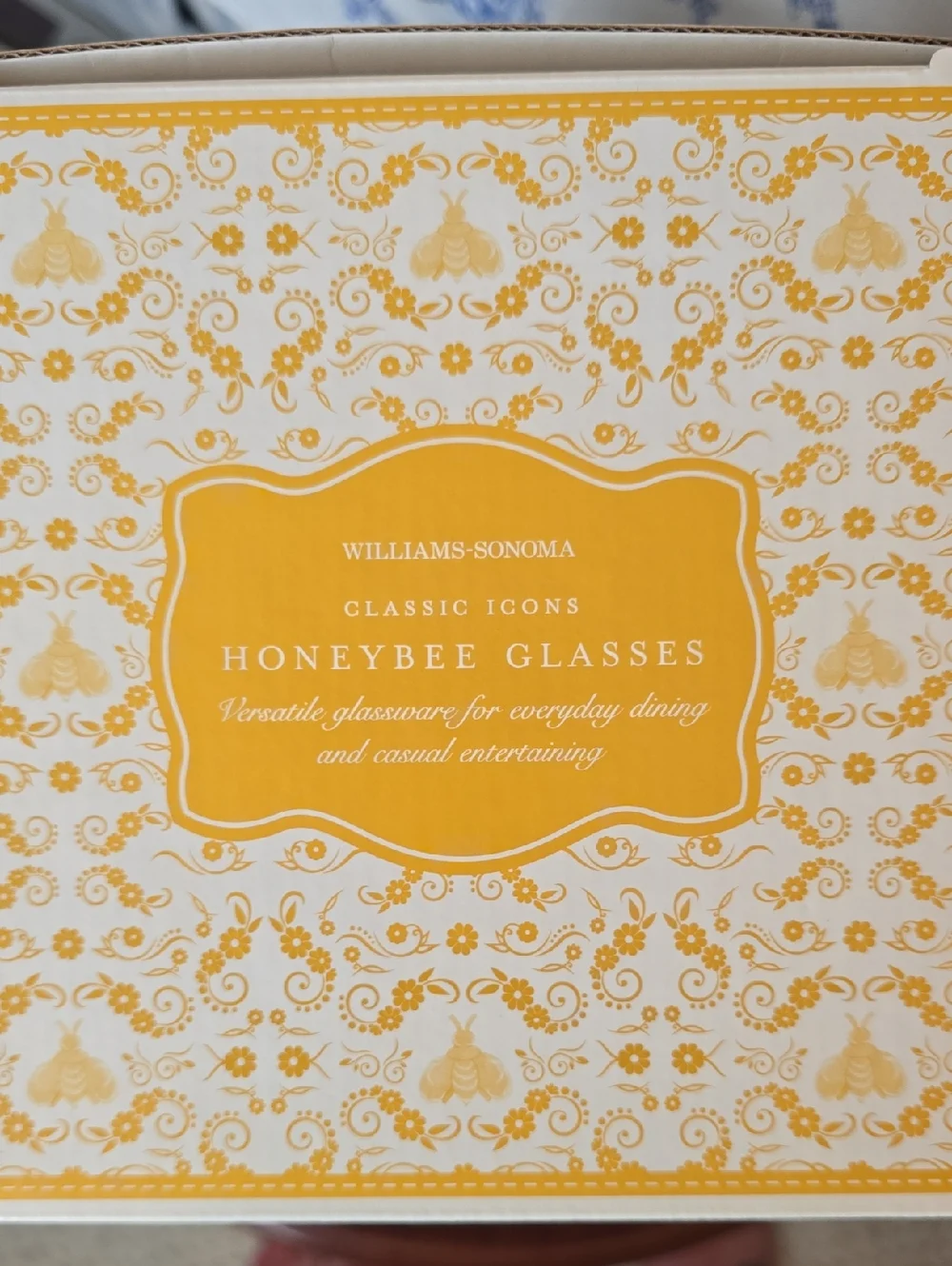 NWT Williams-Sonoma Honeybee Glasses Set Of 4, 14 Oz Glasses 🐝